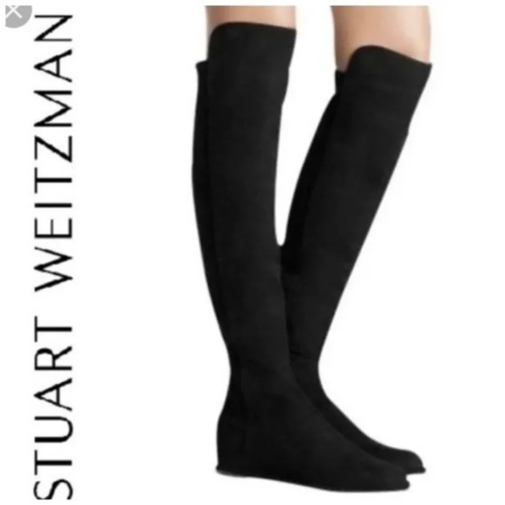 Stuart Weitzman lander otk anthracite suede wedge boots SW68376 size 7.5